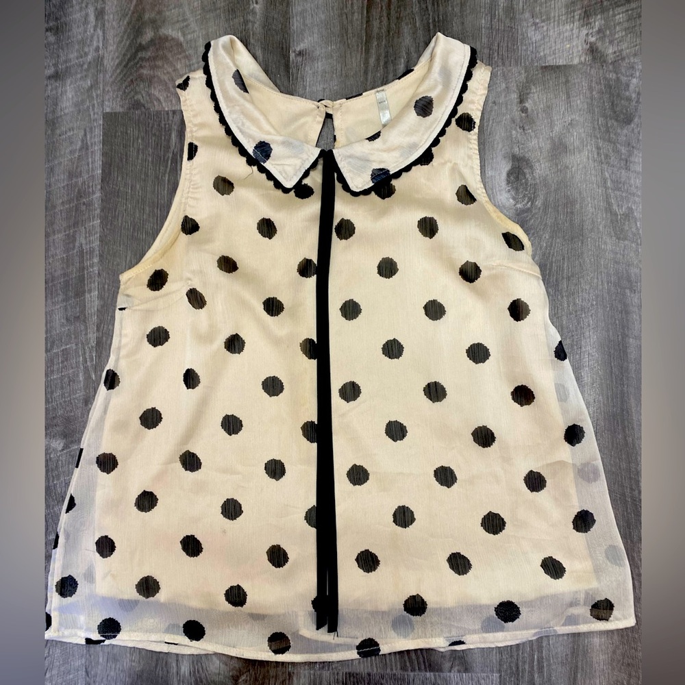 Mono B Cream and Black Polka Dot Blouse